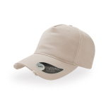 Casquette en coton effet usé à 5 panneaux avec fermeture à boucle couleur beige
