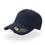 Casquette en coton effet usé à 5 panneaux avec fermeture à boucle couleur bleu marine