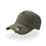 Casquette en coton effet usé à 5 panneaux avec fermeture à boucle couleur vert olive