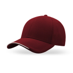 Casquette en polyester recyclé à 6 panneaux avec visière bordée couleur bordeaux