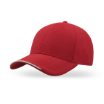 Casquette en polyester recyclé à 6 panneaux avec visière bordée couleur rouge