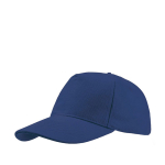 Casquette en sergé de coton brossé avec fermeture arrière à boucle couleur bleu roi vue avec impression
