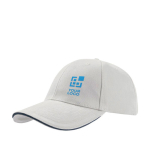 Casquette en coton taille unique avec fermeture à boucle 250 g/m2 couleur blanc vue avec impression