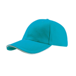 Casquette en coton taille unique avec fermeture à boucle 250 g/m2 couleur turquoise