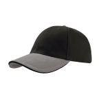Casquette en coton taille unique avec fermeture à boucle 250 g/m2 couleur noir/gris
