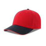 Casquette en coton recyclé et bio avec visière avec détails couleur rouge foncé