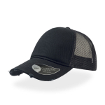Casquette en coton avec visière effet usée et corps en maille couleur noir vue avec impression