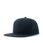Casquette en sergé de polyester recyclé avec visière plate 300 g/m² couleur bleu marine vue avec impression