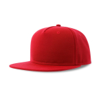 Casquette en polyester recyclé avec visière plate 5 panneaux 300 g/m² couleur rouge