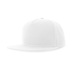 Casquette en polyester recyclé avec visière plate 5 panneaux 300 g/m² couleur blanc