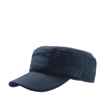 Casquette en coton de style militaire avec fermeture velcro 235 g/m² couleur bleu marine vue avec impression