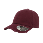 Casquette en coton style américain années 90 avec effet usé 280 g/m² couleur bordeaux