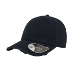 Casquette en coton style américain années 90 avec effet usé 280 g/m² couleur bleu marine vue avec impression
