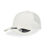 Casquette en coton recyclé à 6 panneaux avec maille arrière 250 g/m² couleur blanc