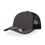 Casquette en coton recyclé à 6 panneaux avec maille arrière 250 g/m² couleur gris foncé