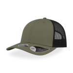 Casquette en coton recyclé à 6 panneaux avec maille arrière 250 g/m² couleur vert olive