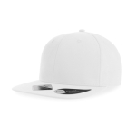 Casquette en polyester recyclé avec visière plate, 6 panneaux 200 g/m² couleur blanc