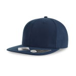 Casquette en polyester recyclé avec visière plate, 6 panneaux 200 g/m² couleur bleu marine