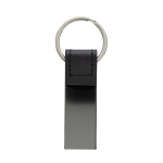 Porte-clés élégant en cuir recyclé noir et alliage de zinc couleur noir