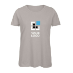 T-shirt pour femme en coton biologique à manches courtes 140 g/m² B&C couleur gris clair vue avec impression