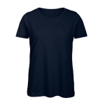 T-shirt pour femme en coton biologique à manches courtes 140 g/m² B&C couleur bleu marine