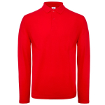 Polo pour homme à manches longues en coton 180 g/m² B&C couleur rouge