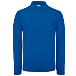 Polo pour homme à manches longues en coton 180 g/m² B&C couleur bleu roi