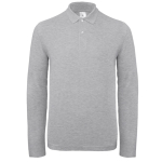 Polo pour homme à manches longues en coton 180 g/m² B&C couleur gris clair