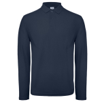 Polo pour homme à manches longues en coton 180 g/m² B&C couleur bleu marine