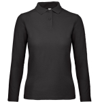 Polo basique pour femme à manches longues en coton 180 g/m² B&C couleur noir vue 11