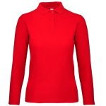 Polo basique pour femme à manches longues en coton 180 g/m² B&C couleur rouge