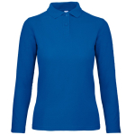Polo basique pour femme à manches longues en coton 180 g/m² B&C couleur bleu roi