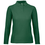 Polo basique pour femme à manches longues en coton 180 g/m² B&C couleur vert foncé