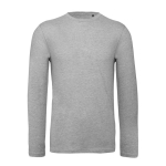 T-shirt pour homme à manches longues en coton biologique B&C couleur gris chiné vue avec impression