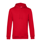 Sweat moderne en coton biologique avec capuche 280 g/m² B&C couleur rouge