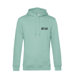 Sweat moderne en coton biologique avec capuche 280 g/m² B&C couleur vert menthe vue avec impression