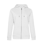Sweat-shirt pour femme en coton avec fermeture éclair 280 g/m² B&C couleur blanc