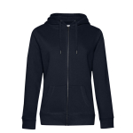 Sweat-shirt pour femme en coton avec fermeture éclair 280 g/m² B&C couleur bleu marine vue avec impression