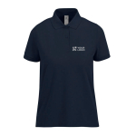 Polo basique pour femme à manches courtes en coton 210 g/m² B&C couleur bleu marine vue avec impression