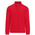 Polo classique en coton piqué à manches longues 180 g/m² B&C couleur rouge