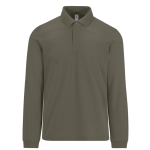 Polo classique en coton piqué à manches longues 180 g/m² B&C couleur vert militaire