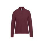 Polo classique pour femme en coton piqué à manches longues 180 g/m² couleur bordeaux