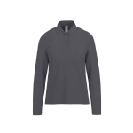 Polo classique pour femme en coton piqué à manches longues 180 g/m² couleur gris foncé