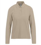 Polo classique pour femme en coton piqué à manches longues 180 g/m² couleur sable
