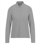 Polo classique pour femme en coton piqué à manches longues 180 g/m² couleur gris chiné