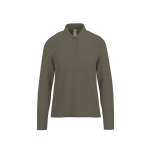 Polo classique pour femme en coton piqué à manches longues 180 g/m² couleur vert militaire