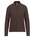 Polo classique pour femme en coton piqué à manches longues 180 g/m² couleur marron foncé