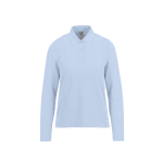 Polo classique pour femme en coton piqué à manches longues 180 g/m² couleur bleu gris