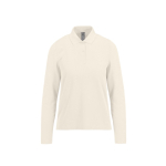 Polo classique pour femme en coton piqué à manches longues 180 g/m² couleur blanc cassé