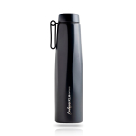 Bouteille isotherme en acier inoxydable recyclé avec anse 750 ml couleur noir vue du logo imprimé